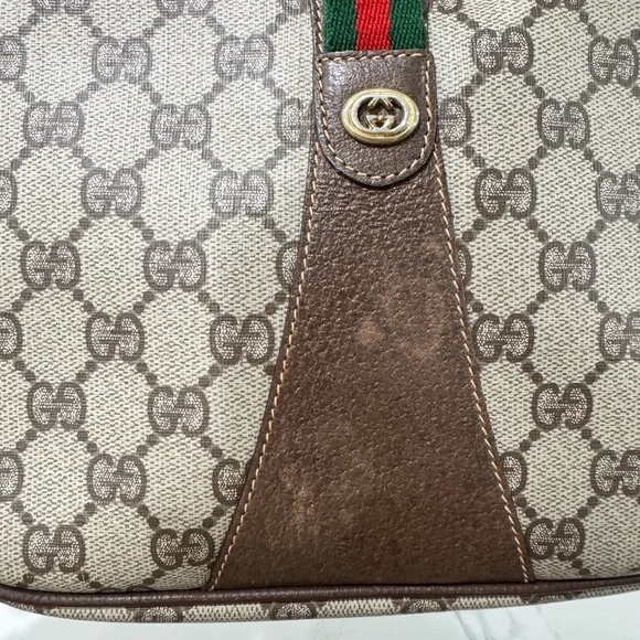 SOLD-Authentic Vintage Gucci Brown Monogram Wristlet Bag - Picture 4 of 16